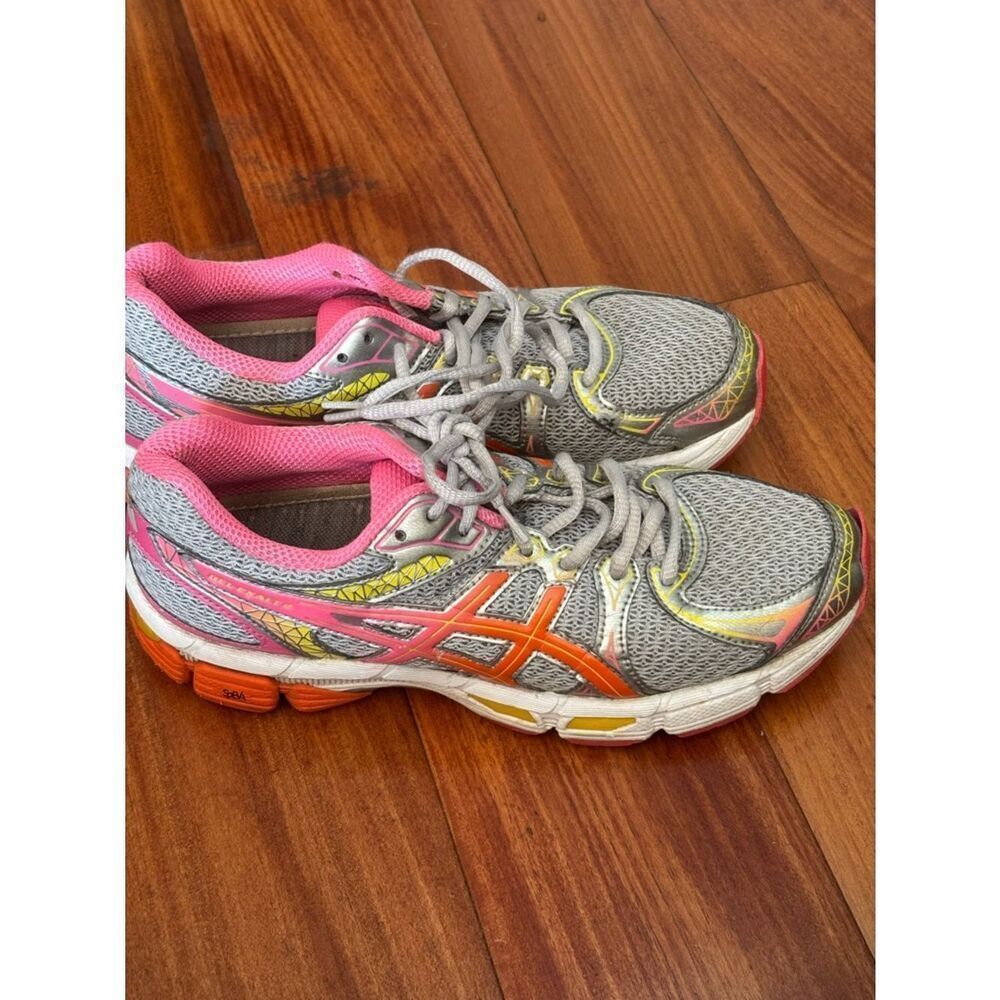 ASICS Women's Gray Pink Orange Athletic Running Shoes size 8